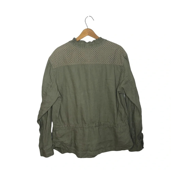 St. Tropez West 100% Linen Utility Style Button Front Jacket - Picture 4 of 8